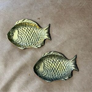 Two Vintage Hampton Brass Fish Dishes Made In India
